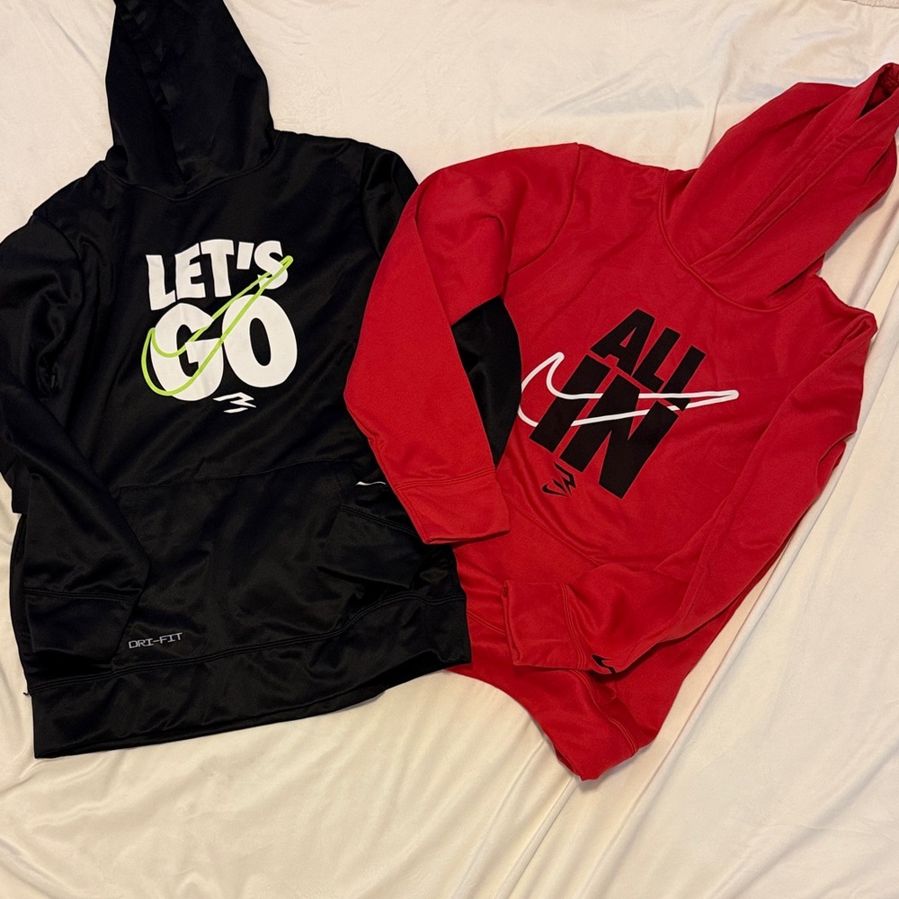 Nike Kids Black 'Let's Go' & Red 'All In' Hoodies Set